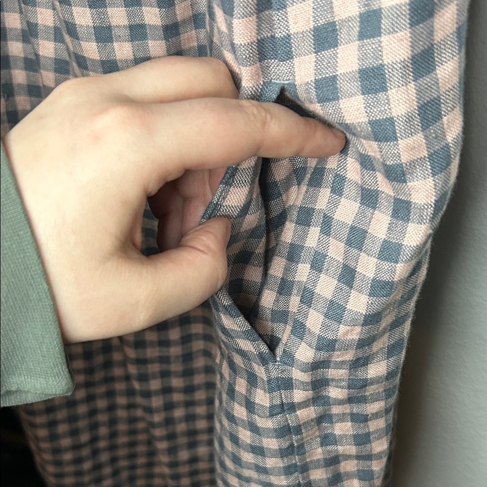 notPERFECTLINEN Pink and Gray Gingham Midi Dress - Picture 5 of 6
